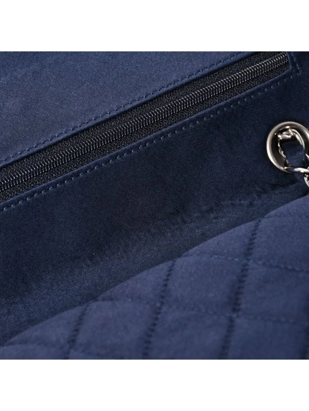 Chanel Quilted 25 Double Flap Chain Shoulder Bag CC Logo Satin Sequin Navy